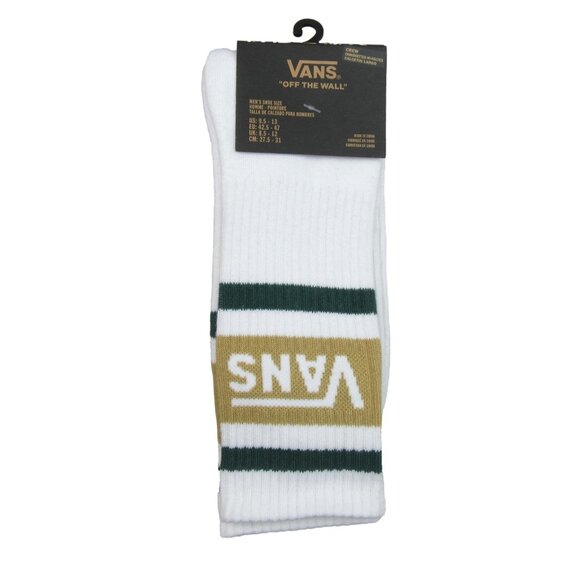 Vans Other - Vans Unisex Retro White Green Striped Crew Socks Mens Size 9.5 -13 (1 Pair) NEW